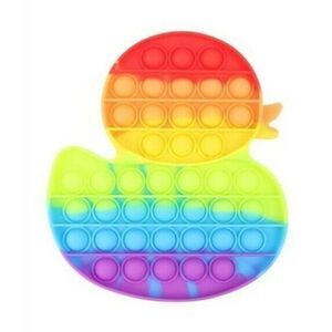 fidget Toy Rubber Duckie Duck Push Pop Bubble Rainbow Silicone Sensory